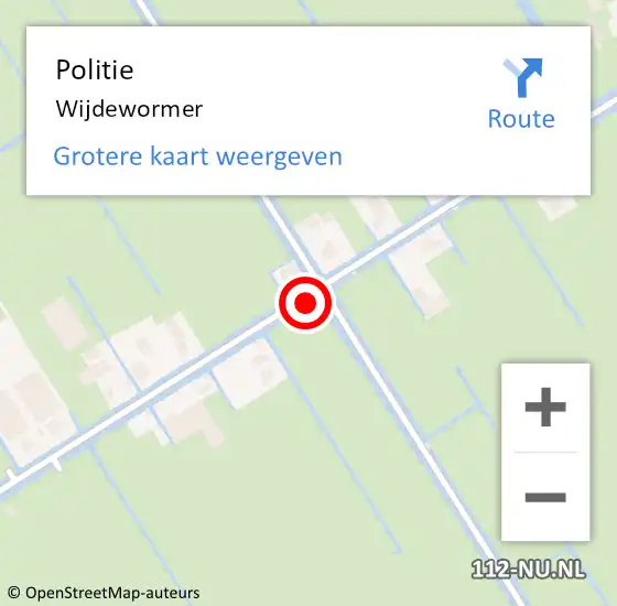 Locatie op kaart van de 112 melding: Politie Wijdewormer op 10 december 2017 18:45