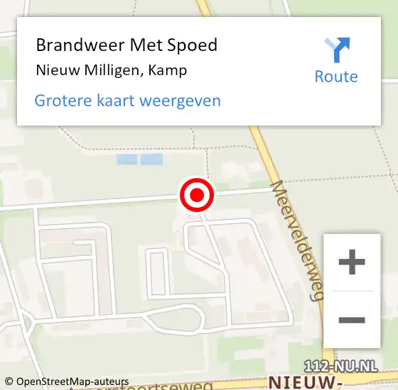 Locatie op kaart van de 112 melding: Brandweer Met Spoed Naar Nieuw Milligen, Kamp op 10 december 2017 18:57