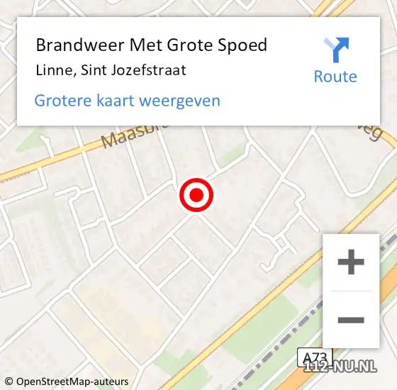 Locatie op kaart van de 112 melding: Brandweer Met Grote Spoed Naar Linne, Sint Jozefstraat op 10 december 2017 19:13