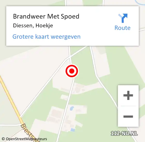 Locatie op kaart van de 112 melding: Brandweer Met Spoed Naar Diessen, Hoekje op 10 december 2017 19:19