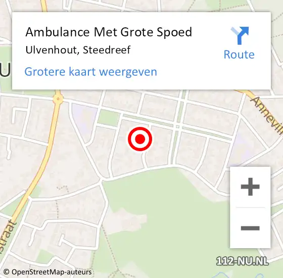 Locatie op kaart van de 112 melding: Ambulance Met Grote Spoed Naar Ulvenhout, Steedreef op 10 december 2017 19:38