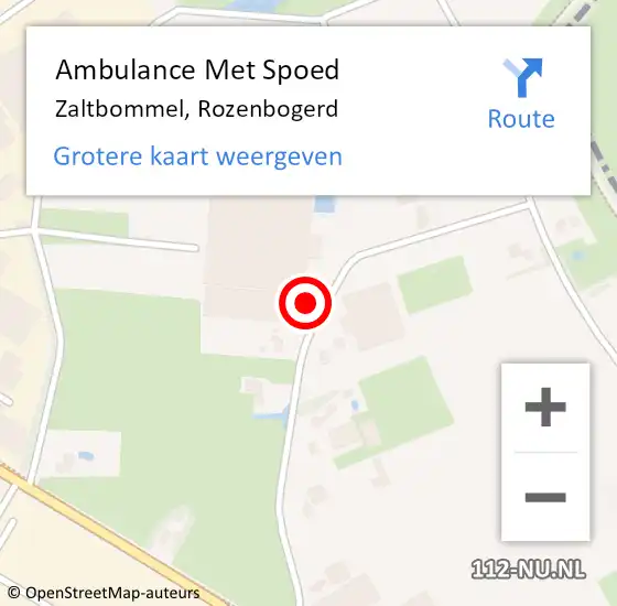 Locatie op kaart van de 112 melding: Ambulance Met Spoed Naar Zaltbommel, Rozenbogerd op 10 december 2017 19:58