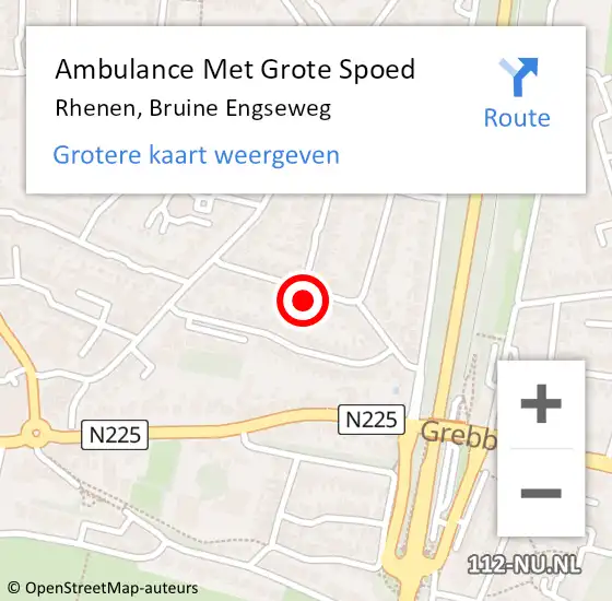 Locatie op kaart van de 112 melding: Ambulance Met Grote Spoed Naar Rhenen, Bruine Engseweg op 10 december 2017 20:05