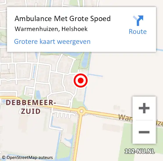 Locatie op kaart van de 112 melding: Ambulance Met Grote Spoed Naar Warmenhuizen, Helshoek op 10 december 2017 20:12