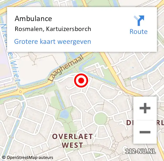 Locatie op kaart van de 112 melding: Ambulance Rosmalen, Kartuizersborch op 10 december 2017 20:35