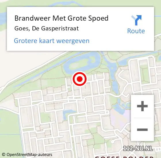 Locatie op kaart van de 112 melding: Brandweer Met Grote Spoed Naar Goes, De Gasperistraat op 10 december 2017 20:40