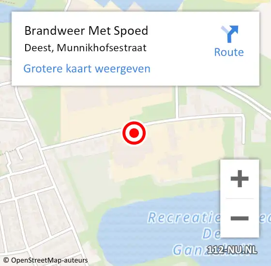 Locatie op kaart van de 112 melding: Brandweer Met Spoed Naar Deest, Munnikhofsestraat op 10 december 2017 21:25