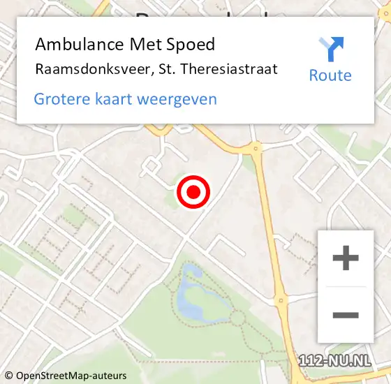 Locatie op kaart van de 112 melding: Ambulance Met Spoed Naar Raamsdonksveer, St. Theresiastraat op 10 december 2017 21:43