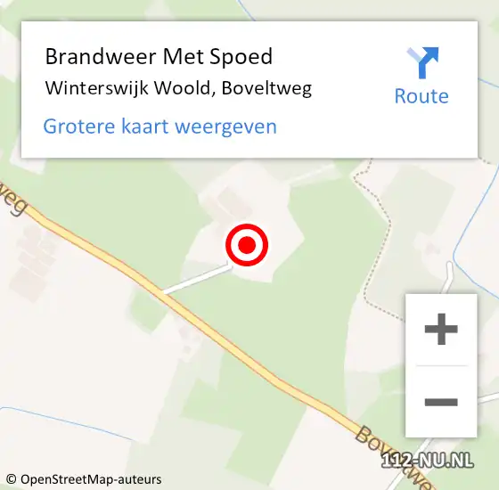 Locatie op kaart van de 112 melding: Brandweer Met Spoed Naar Winterswijk Woold, Boveltweg op 10 december 2017 22:23