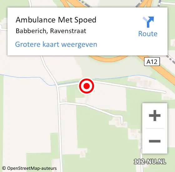 Locatie op kaart van de 112 melding: Ambulance Met Spoed Naar Babberich, Ravenstraat op 10 december 2017 23:21