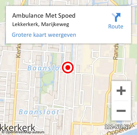 Locatie op kaart van de 112 melding: Ambulance Met Spoed Naar Lekkerkerk, Marijkeweg op 10 december 2017 23:50