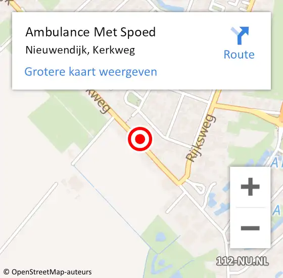 Locatie op kaart van de 112 melding: Ambulance Met Spoed Naar Nieuwendijk, Kerkweg op 11 december 2017 00:32