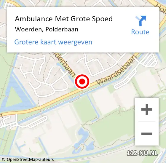 Locatie op kaart van de 112 melding: Ambulance Met Grote Spoed Naar Woerden, Polderbaan op 11 december 2017 00:40