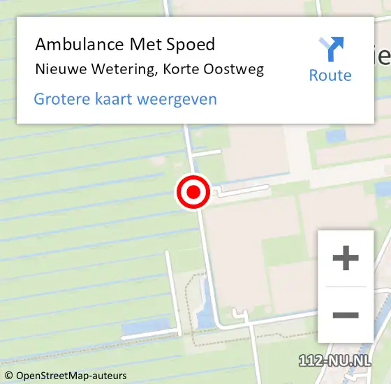 Locatie op kaart van de 112 melding: Ambulance Met Spoed Naar Nieuwe Wetering, Korte Oostweg op 11 december 2017 01:20