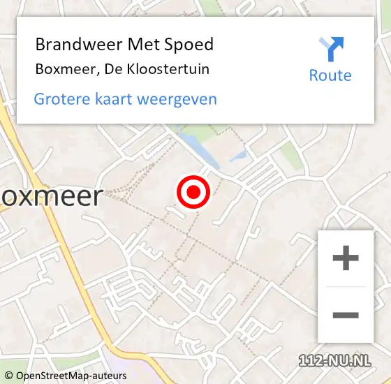 Locatie op kaart van de 112 melding: Brandweer Met Spoed Naar Boxmeer, De Kloostertuin op 11 december 2017 01:23