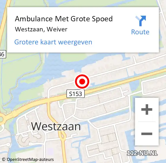 Locatie op kaart van de 112 melding: Ambulance Met Grote Spoed Naar Westzaan, Weiver op 11 december 2017 02:44