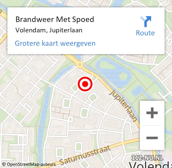 Locatie op kaart van de 112 melding: Brandweer Met Spoed Naar Volendam, Jupiterlaan op 11 december 2017 02:55