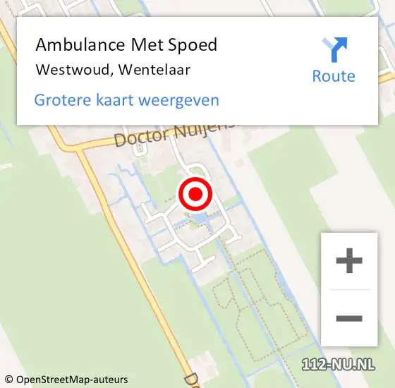 Locatie op kaart van de 112 melding: Ambulance Met Spoed Naar Westwoud, Wentelaar op 11 december 2017 04:32