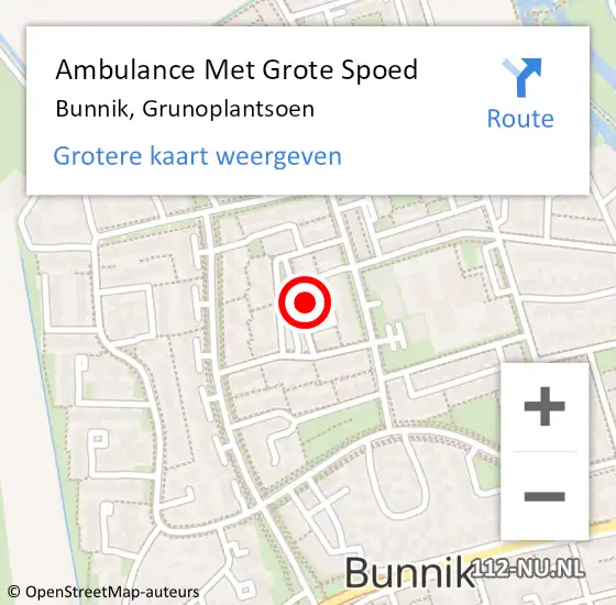 Locatie op kaart van de 112 melding: Ambulance Met Grote Spoed Naar Bunnik, Grunoplantsoen op 11 december 2017 05:32