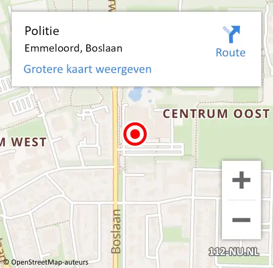 Locatie op kaart van de 112 melding: Politie Emmeloord, Boslaan op 11 december 2017 06:26