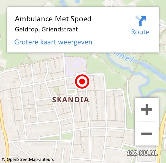 Locatie op kaart van de 112 melding: Ambulance Met Spoed Naar Geldrop, Griendstraat op 11 december 2017 07:00