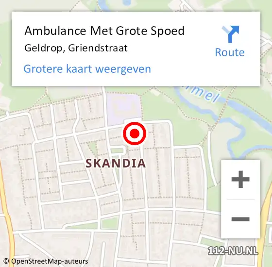 Locatie op kaart van de 112 melding: Ambulance Met Grote Spoed Naar Geldrop, Griendstraat op 11 december 2017 07:03
