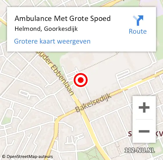 Locatie op kaart van de 112 melding: Ambulance Met Grote Spoed Naar Helmond, Goorkesdijk op 11 december 2017 07:08