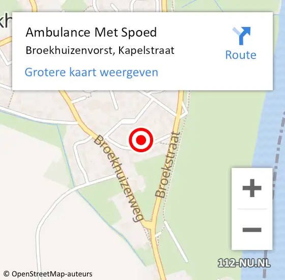 Locatie op kaart van de 112 melding: Ambulance Met Spoed Naar Broekhuizenvorst, Kapelstraat op 9 februari 2014 14:13