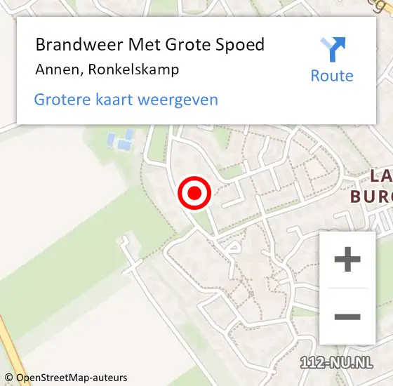 Locatie op kaart van de 112 melding: Brandweer Met Grote Spoed Naar Annen, Ronkelskamp op 11 december 2017 08:14
