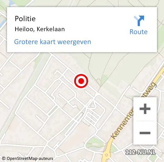 Locatie op kaart van de 112 melding: Politie Heiloo, Kerkelaan op 11 december 2017 08:29