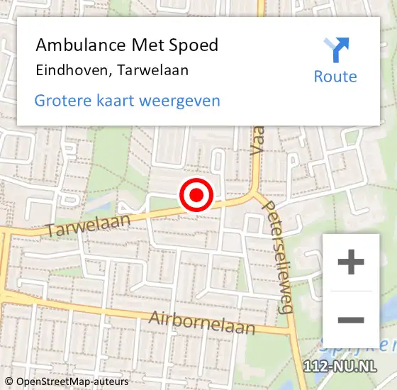 Locatie op kaart van de 112 melding: Ambulance Met Spoed Naar Eindhoven, Tarwelaan op 11 december 2017 08:29