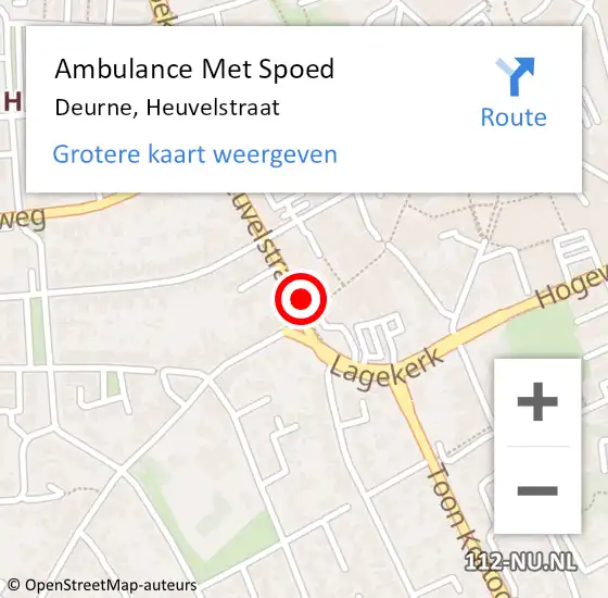 Locatie op kaart van de 112 melding: Ambulance Met Spoed Naar Deurne, Heuvelstraat op 11 december 2017 08:33