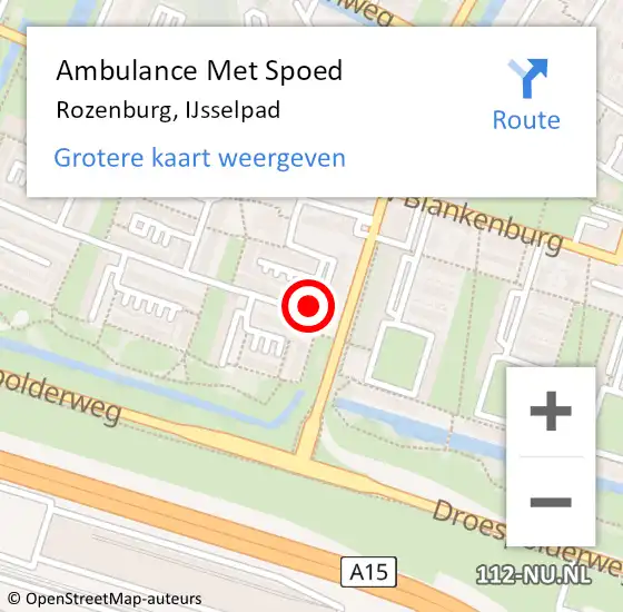 Locatie op kaart van de 112 melding: Ambulance Met Spoed Naar Rozenburg, IJsselpad op 11 december 2017 08:38