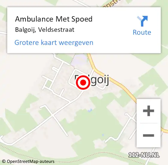 Locatie op kaart van de 112 melding: Ambulance Met Spoed Naar Balgoij, Veldsestraat op 11 december 2017 08:47