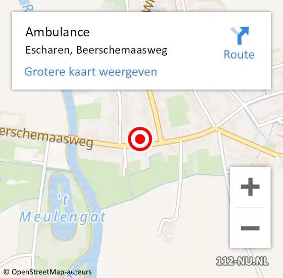 Locatie op kaart van de 112 melding: Ambulance Escharen, Beerschemaasweg op 11 december 2017 09:17