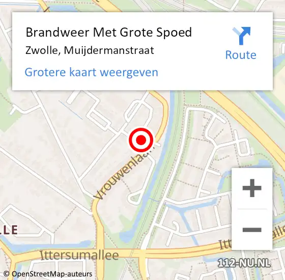 Locatie op kaart van de 112 melding: Brandweer Met Grote Spoed Naar Zwolle, Muijdermanstraat op 11 december 2017 09:20