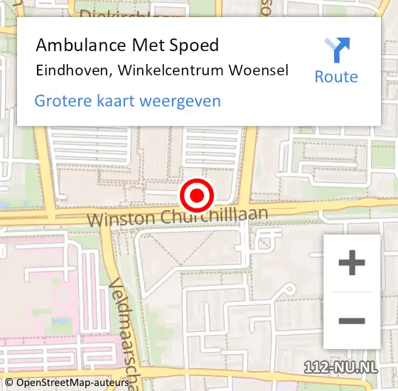 Locatie op kaart van de 112 melding: Ambulance Met Spoed Naar Eindhoven, Winkelcentrum Woensel op 11 december 2017 09:35