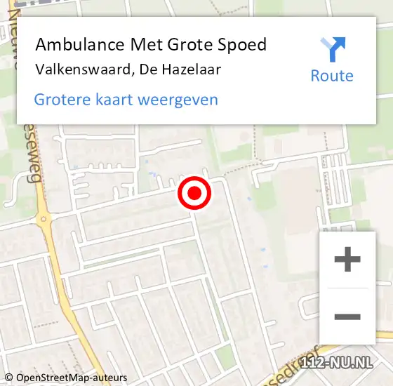 Locatie op kaart van de 112 melding: Ambulance Met Grote Spoed Naar Valkenswaard, De Hazelaar op 11 december 2017 09:45