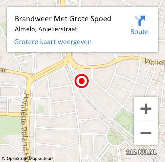 Locatie op kaart van de 112 melding: Brandweer Met Grote Spoed Naar Almelo, Anjelierstraat op 9 februari 2014 14:33