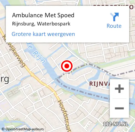 Locatie op kaart van de 112 melding: Ambulance Met Spoed Naar Rijnsburg, Waterbospark op 11 december 2017 09:58