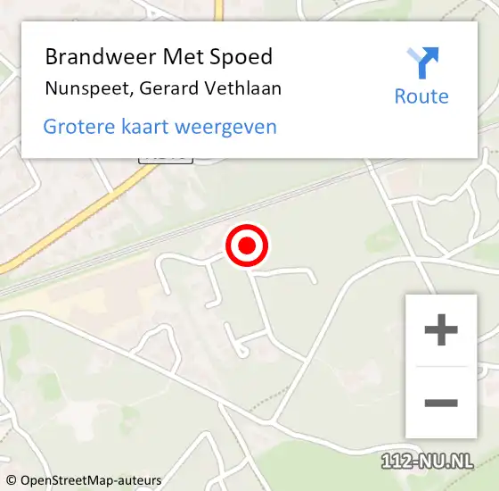 Locatie op kaart van de 112 melding: Brandweer Met Spoed Naar Nunspeet, Gerard Vethlaan op 11 december 2017 10:10