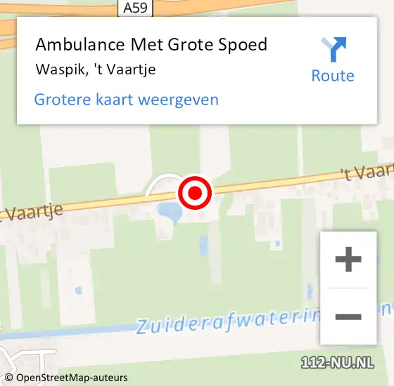 Locatie op kaart van de 112 melding: Ambulance Met Grote Spoed Naar Waspik, 't Vaartje op 11 december 2017 10:11