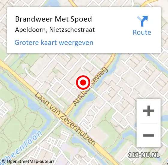 Locatie op kaart van de 112 melding: Brandweer Met Spoed Naar Apeldoorn, Nietzschestraat op 11 december 2017 10:14