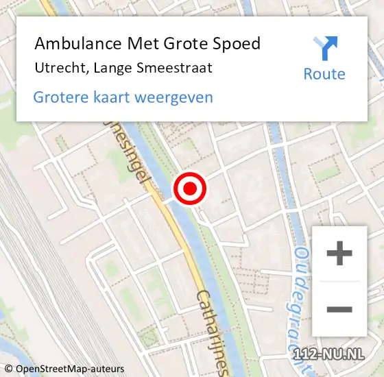 Locatie op kaart van de 112 melding: Ambulance Met Grote Spoed Naar Utrecht, Lange Smeestraat op 11 december 2017 10:17