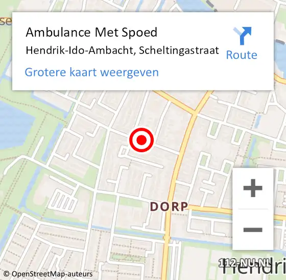 Locatie op kaart van de 112 melding: Ambulance Met Spoed Naar Hendrik-Ido-Ambacht, Scheltingastraat op 11 december 2017 10:19