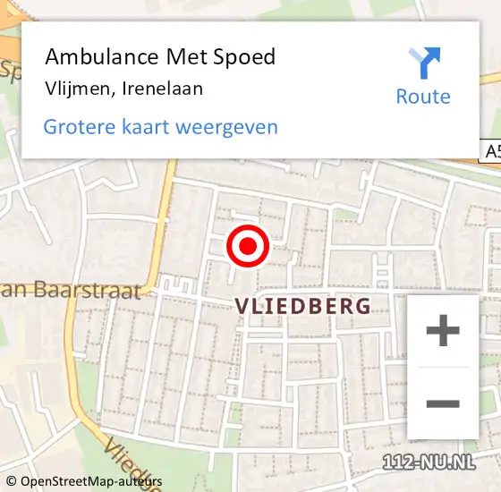 Locatie op kaart van de 112 melding: Ambulance Met Spoed Naar Vlijmen, Irenelaan op 11 december 2017 10:23