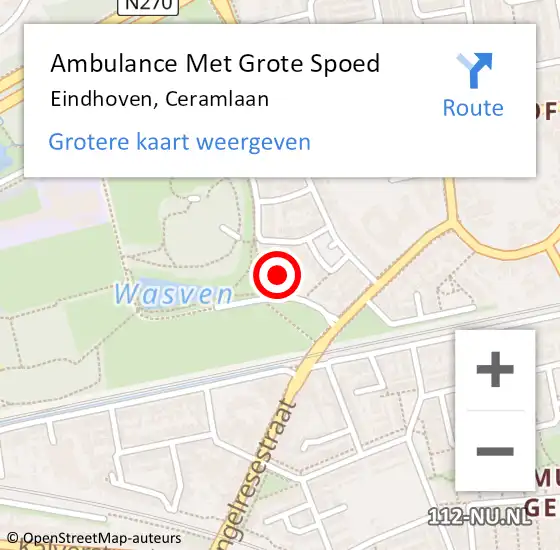 Locatie op kaart van de 112 melding: Ambulance Met Grote Spoed Naar Eindhoven, Ceramlaan op 11 december 2017 10:26