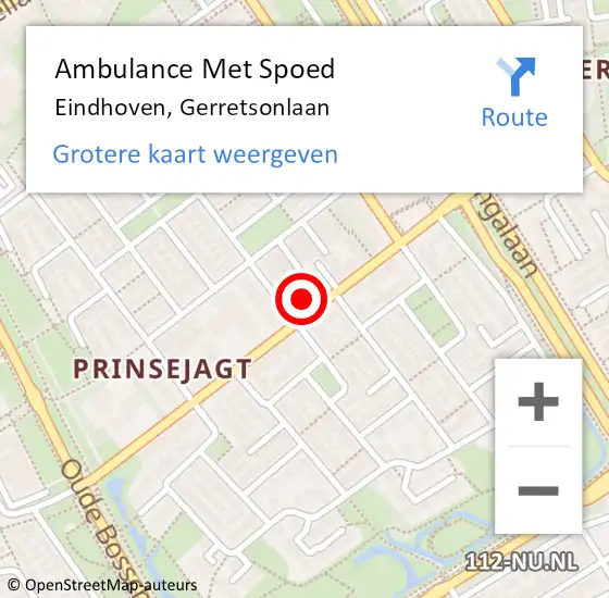 Locatie op kaart van de 112 melding: Ambulance Met Spoed Naar Eindhoven, Gerretsonlaan op 11 december 2017 10:48