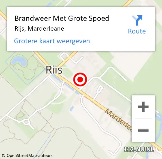 Locatie op kaart van de 112 melding: Brandweer Met Grote Spoed Naar Rijs, Marderleane op 11 december 2017 10:53