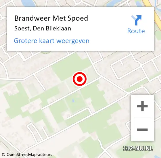 Locatie op kaart van de 112 melding: Brandweer Met Spoed Naar Soest, Den Blieklaan op 11 december 2017 11:00